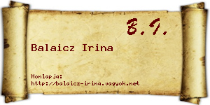 Balaicz Irina névjegykártya